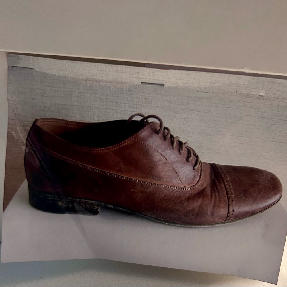 Maison Margiela distressed,  laced up leather Derby shoes size US 10 Euro 44